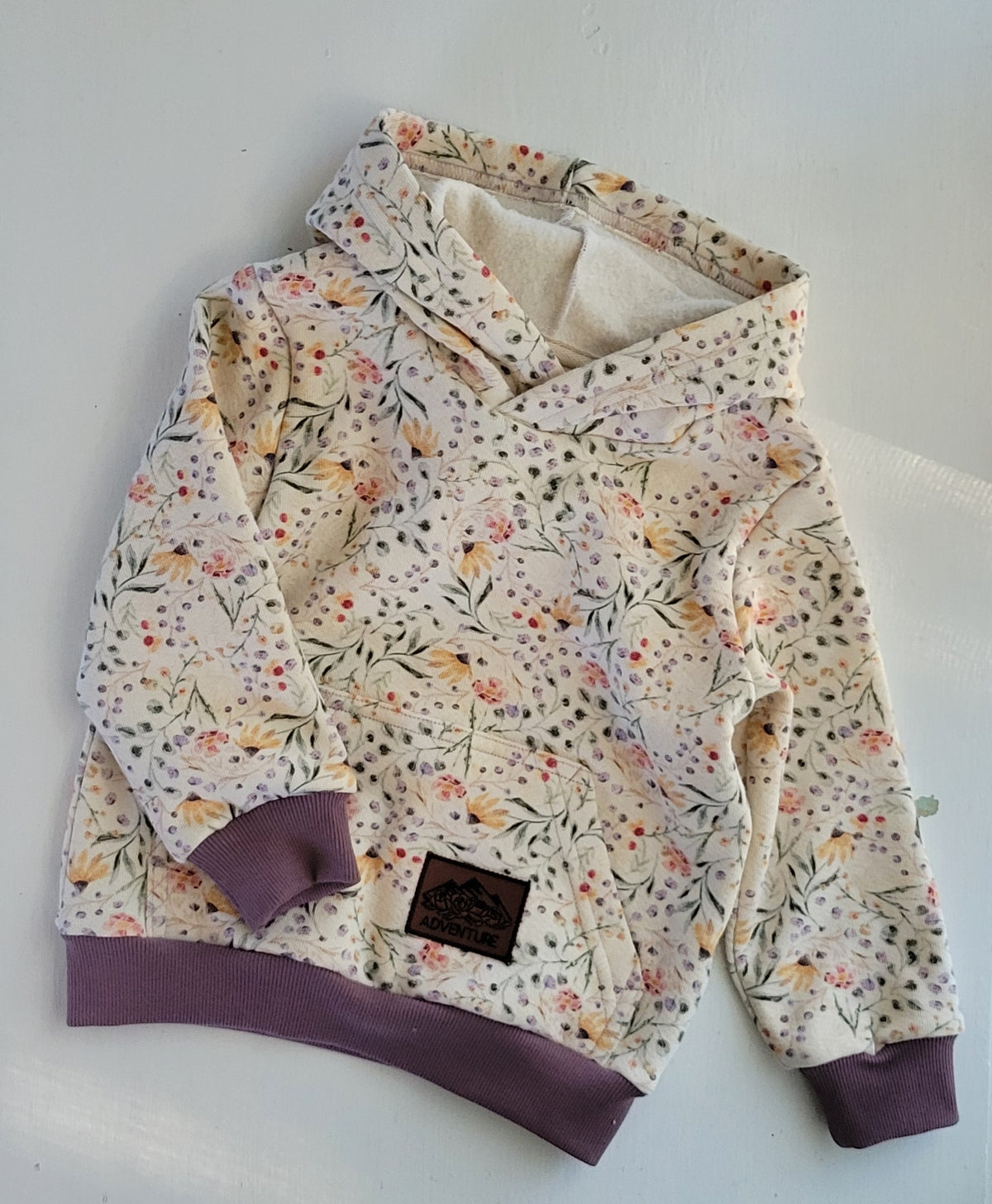 Kids Blue/Green Floral Cotton Fleece Hoodie