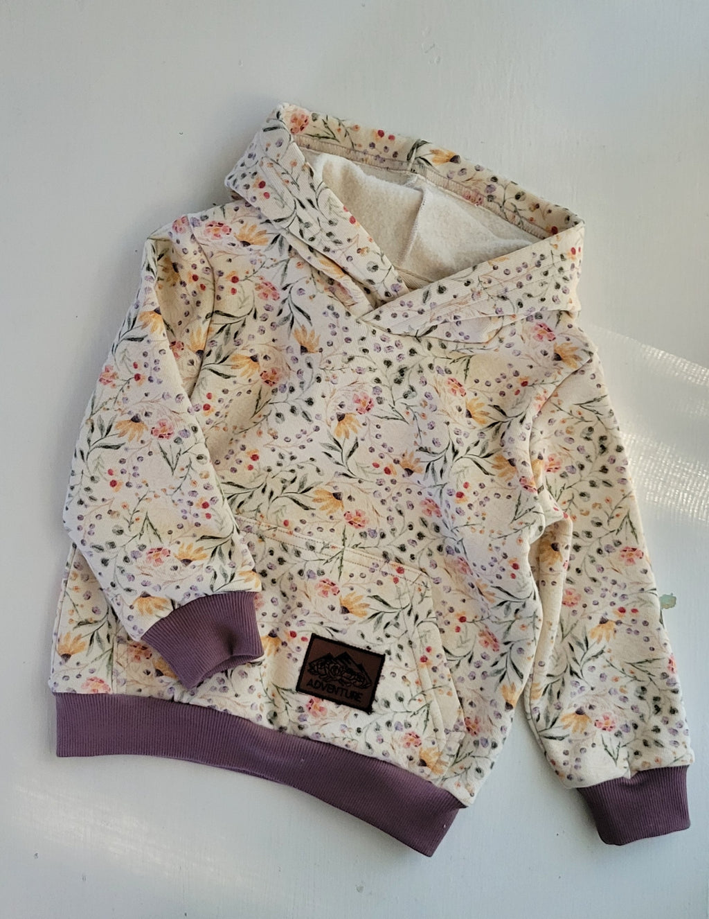 Kids Blue/Green Floral Cotton Fleece Hoodie