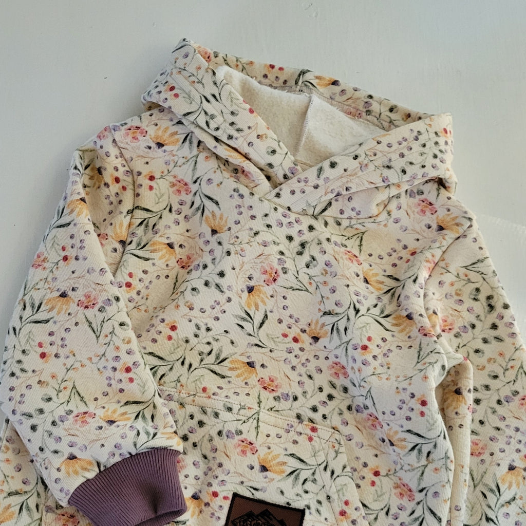 Kids Blue/Green Floral Cotton Fleece Hoodie