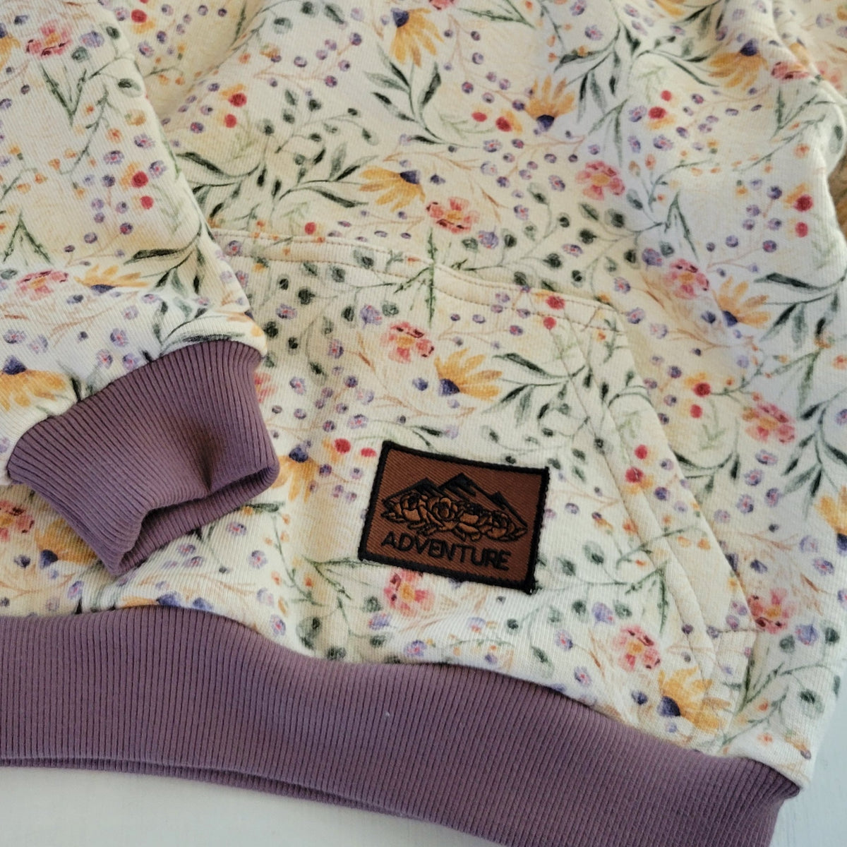 Adult Blue/Green Floral Cotton Fleece Hoodie
