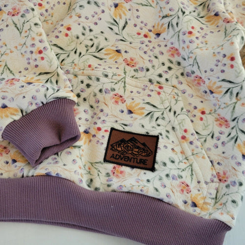 Adult Blue/Green Floral Cotton Fleece Hoodie