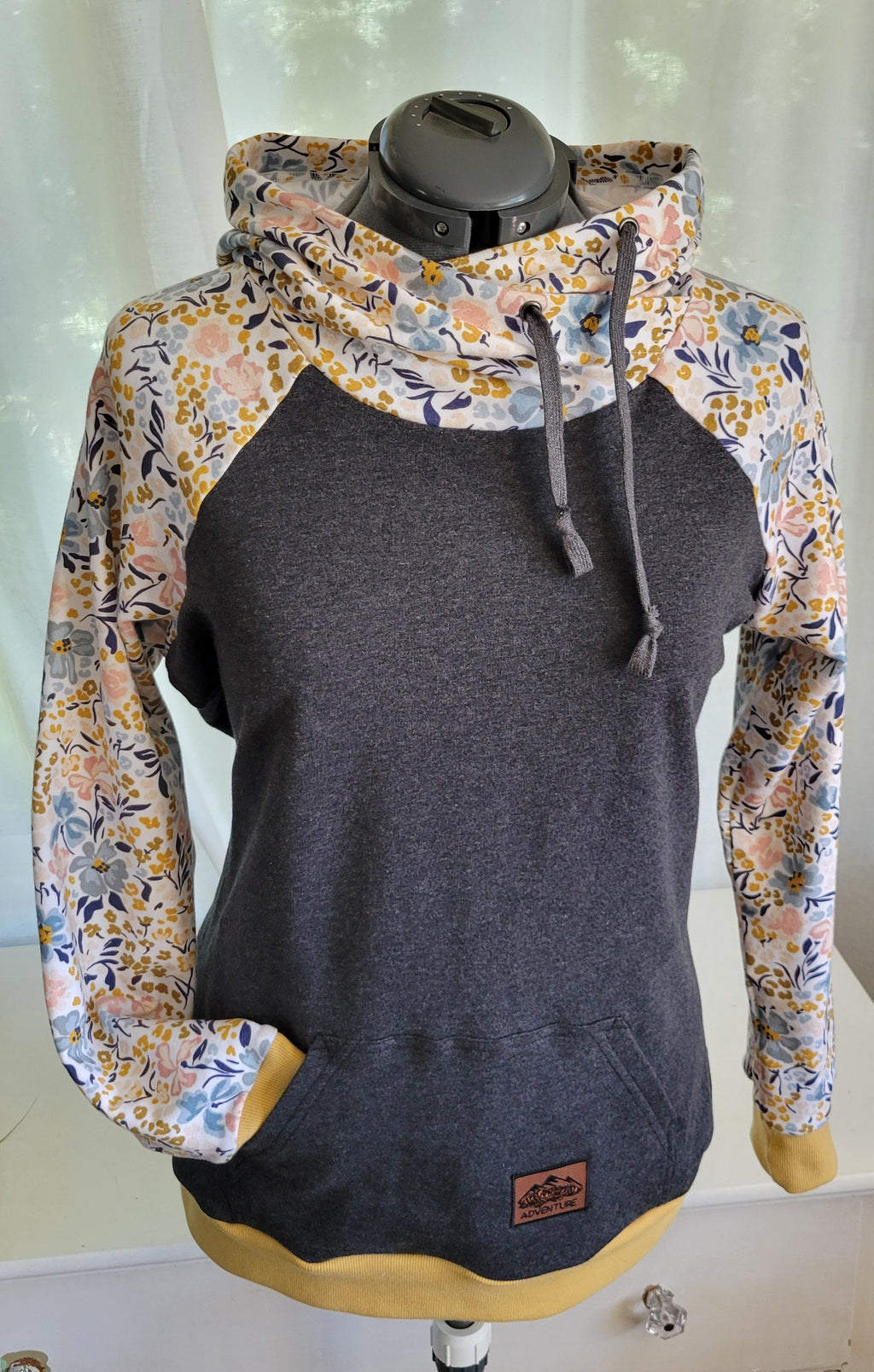 Women's Blue/Gold Floral Hoodie