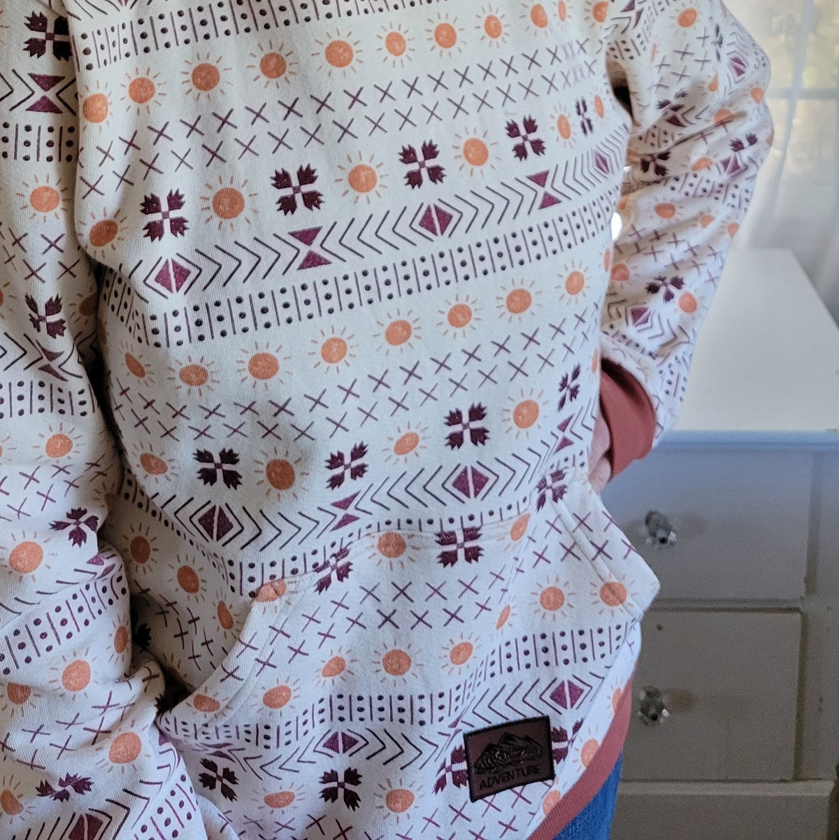 Adult Aztec Geometric Cotton Fleece Hoodie