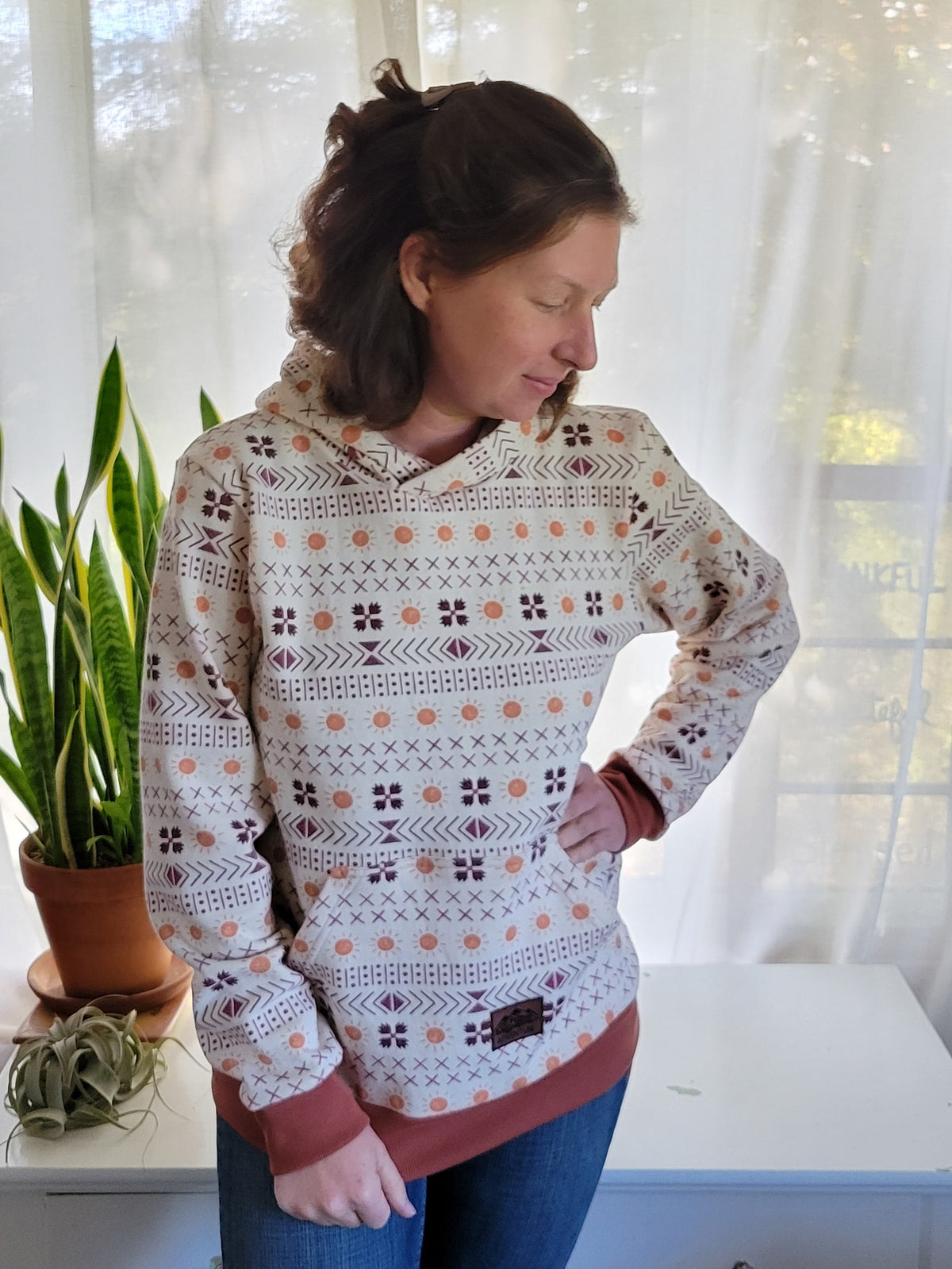 Adult Aztec Geometric Cotton Fleece Hoodie