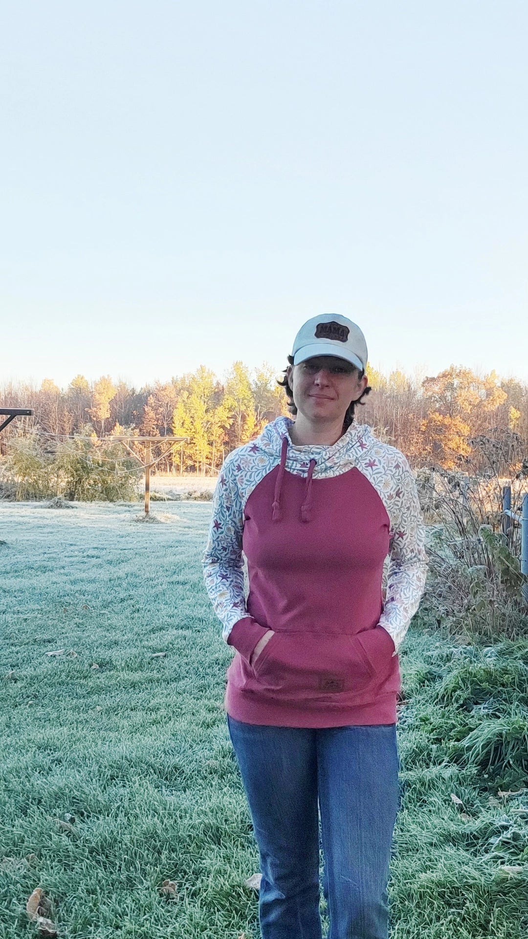 Women's Burgundy Floral Hoodie