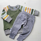 Green, Gray, Gold Toddler Pullover