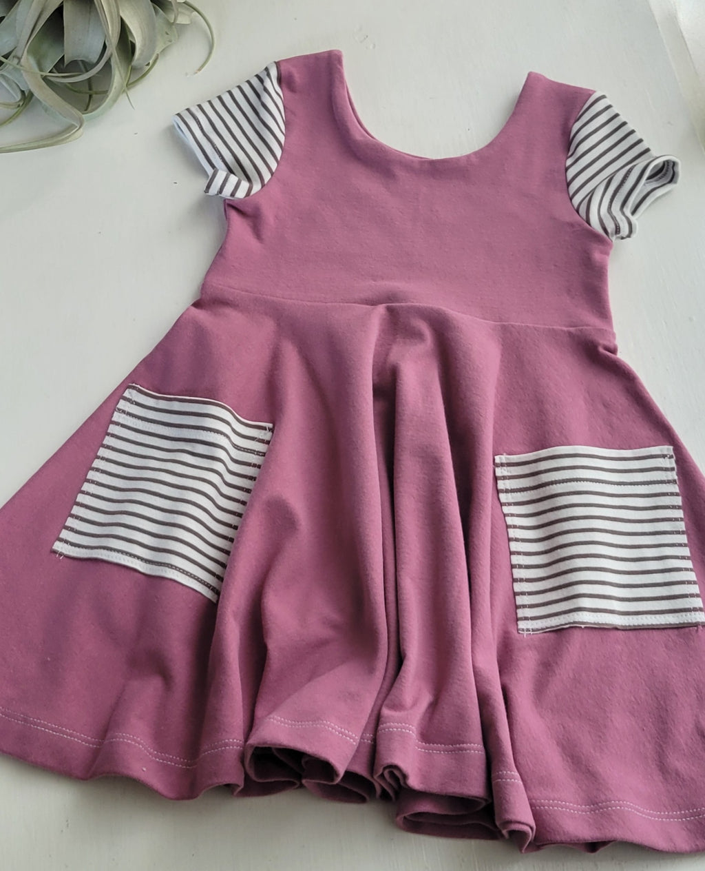Girls Pocket Dress - Dusty Rose