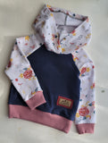 Kids Hoodie- Navy, Red Floral